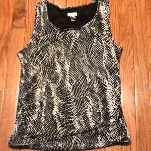 Chico’s Tank Top Snake Print Black White Sz M